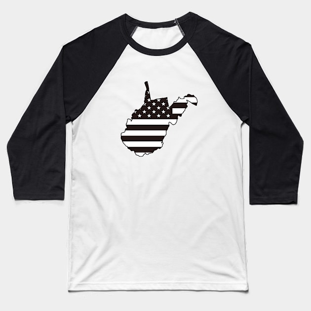 Black and White Flag West Virginia Baseball T-Shirt by DarkwingDave